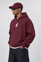 Men's Botanical Patch Detailed Oversize Hoodie Claret Red - 3