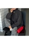 High Collar Zippered Oversize Knitwear Cardigan - 26070 - Smoked (Os) - 2