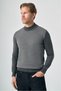 Smoked Gray Turtleneck Long Sleeve Knitted Comfort Fit Cotton Sweater 1012265151 - 3