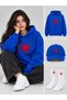 Hooded Oversize Sweatshirt Blue Unisex Set of 3 Hat and Socks