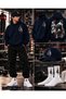 Hooded Oversize Sweatshirt Navy Blue Set of 3 Hat Socks Unisex