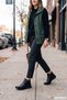 Women's Black Zippered Genuine Leather Comfort Boots - 4