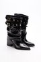 Crinkled Patent Leather Drawstring Women's Boots