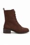 Lara Brown Suede Women's Daily Lace-Up Zippered Round Toe Short Heeled Boots & Booties - 3