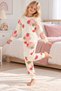 100% Cotton Female Child Strawberry Pattern Long-Sleeve Sleepwear Lounge Set