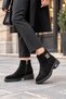 Women's Suede Look Zippered Casual Boots with Buckle Detail