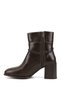 Women's Brown Zippered Thick Heeled Boots - 6