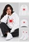 Hooded Oversize Sweatshirt White Unisex Set of 3 Hat and Socks