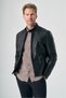 Black Stand Collar Standard Fit 100% Lambskin Coat 1038265154 - 2