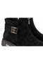 Women's Suede Look Zippered Casual Boots with Buckle Detail - 2