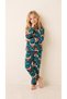 New Year's Patterned Suede Girls' Long Sleeve Pajama Set with Front Buttons - 3