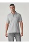 Men's Gray Textured Ribbed Polo T-Shirt 004Lx-0012 - 2