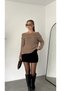 Women's Mink Sequined Madonna Collar Knitwear Sweater Boat Neck Sparkly Knit Sweater - 8