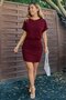 Women's Short Sleeve Crew Neck Short Viscose Dress with Pocket Detail - 4