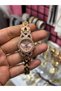 Rose Gold Stone Zircon Detailed Corded Analogue Wristwatch - Stylish and Special Occasion Design Watch - 2