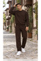 Men's Basic Crew Neck Sweatshirt and Sweatpants Set - Draped Comfortable Fit Sweatshirt and Sweatpants Combination Set