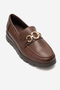 Women's chunky sole buckled loafer shoes genuine leather mm 710 brown - 2