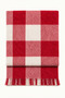 Women's Red Ecru Plaid Oversized Shawl 180X65 cm Soft Textured Short Tassel Winter Shawl Scarf – Shoulder Shawl - 2