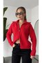 Women's Red Reversible Zippered High Collar Wool Knitwear Cardigan Sweater - 8