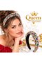 Luxurious Rainbow Colorful Crystal Beads with Stones Embroidered Wide Plump Women's Special Occasion Crown Sparkling Crown
