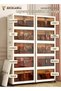ROCKCAMEL Folding Storage Cabinet with Clear Doors 60cm Wide, 5 Tier Stackable Storage Bins with Lid - 5