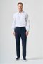 Navy Blue Side Pocket Textured Comfort Fit Flexible Chino Trousers 1003265163