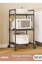 DUNISO 3 Tier Storage Shelves, Stable Kitchen Shelf Organizer, Storage Rack with Wheels and Armrests
