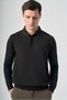 Brown Polo Collar Long Sleeve Knitted Comfort Fit Cotton Sweater 1012265162 - 3