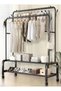 Leostar Heavy Duty Rolling Garment Rack – Double Rail Clothes Organizer with Storage Shelves, Lockab - 2