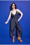 Women's 7W6-50 Halter Neck 100% Cotton Denim Jumpsuit - 3
