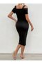 Women's Off-The-Shoulder Lace Strap Ribbed Camisole Midi Dress - 4