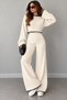 Women's Knitwear Set – Ribbed Crop Sweater, High-Waisted Wide-Leg Pants, Stylish Knitted 2-Piece Set - 2