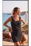 Women's Strappy Square Neck Knitwear Pareo with Waist Tie