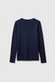 Women's navy blue 100% cotton regular fit ribbed long sleeve t-shirt - 2