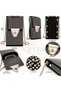 Shiny Hologram Stone Black Zippered Suede Nubuck Fabric Chain Strap Sparkling Evening Dress and Phone Bag - 3