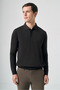 Brown Polo Collar Long Sleeve Knitted Comfort Fit Cotton Sweater 1012265162