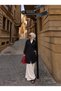 Women's Embroidered Black Linen Hijab Tunic Shirt Slim Fit Cotton Soft Textured 95-100 cm Code:Jsw26-Ktg