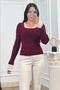 Women's Winter Burgundy Rosella Lace Detailed Ribbed Knitwear Blouse 20309 - 5