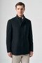 Black Stand Collar Cashmere Slim Fit Stretchy Coat 1008265150 - 3