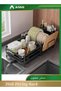 Anmi Dish Drying Rack, Dish Rack with Drainboard, Kitchen Dish Drying Rack with Rotatable Swivel Spo