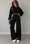Women's Knitwear Set – Ribbed Crop Sweater, High-Waisted Wide-Leg Pants, Stylish Knitted 2-Piece Set - 4