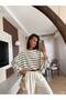 Black Thin Striped Off-Shoulder Blouse - 2