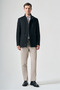 Black Stand Collar Cashmere Slim Fit Stretchy Coat 1008265150
