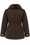 Brown Fur Collared Belted Quilted Coat - 573 - 2