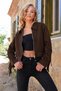 Women's brown suede jacket with tasseled back and lining alc-x14520 - 2