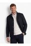 Navy Blue Classic Striped Epaulet Detailed Men's Wool Winter Coat - 3