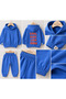 Unisex Baby 100% Cotton Saks Blue Elastic Cuffed Hooded Back Printed Tracksuit Set - 3