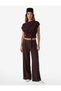 Women Brown Plain Asymmetric Neck Sleeveless Top - 3