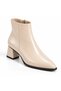 Cream Side Zipper Pointed Toe Women's Heeled Boots Nk1172 - 2