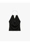 Women Black Plain Halter Neck Sleeveless Top - 5